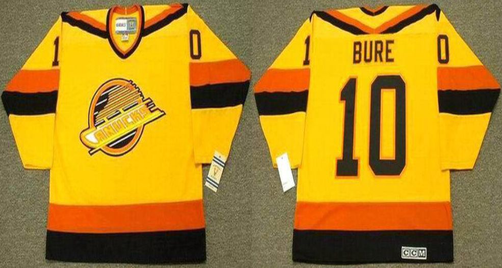 2019 Men Vancouver Canucks #10 Bure Yellow CCM NHL jerseys->vancouver canucks->NHL Jersey